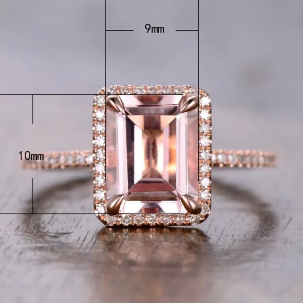 ✨Massive 18K Square Morganite Ring✨ - Picture 5 of 7